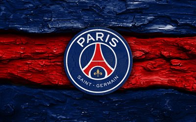 पेरिस सेंट जर्मेन लकड़ी का लोगो, 4k, नीली लाल लकड़ी की पृष्ठभूमि, लीग 1, फुटबॉल, पेरिस सेंट जर्मेन लोगो, फ़ुटबॉल, पेरिस सेंट जर्मेन प्रतीक, पेरिस सेंट जर्मेन, पीएसजी, फ्रेंच फुटबॉल क्लब, पेरिस सेंट जर्मेन एफसी
