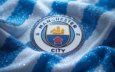 logotipo de gemas del manchester city fc, 4k, fondo de gemas azules, hombre de la ciudad, logotipo de gemas de man city, logotipo del manchester city, logotipo del manchester city fc, emblema del manchester city fc, inglaterra, manchester city fc
