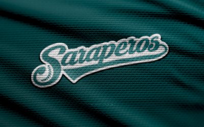 saraperos de saltillo kumaş logosu, 4k, turkuaz kumaş arka plan, lmb, bokh, beyzbol, saraperos de saltillo logosu, saraperos de saltillo amblemi, meksika beyzbol takımı, saraperos de saltillo