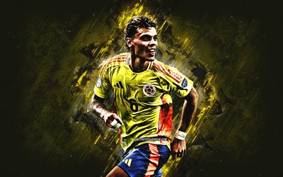 richard rios, kolombiya milli futbol takımı, kolombiyalı futbolcu, sarı taş arka plan, grunge art, kolombiya, futbol, richard rios colombia