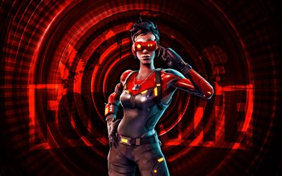 暗号fortnite, 4k, 赤いスパイラルの背景, fortnite, クリエイティブ, 暗号スキン, fortnite cipher肌, 暗号, fortniteキャラクター