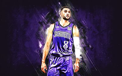 zach lavine, sacramento kralları, amerikan basketbol oyuncusu, mor taş arka plan, grunge art, nba, amerika, basketbol, zach lavine sacramento kralları, zachary thomas lavine