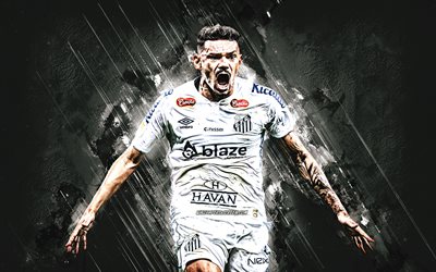 tiquinho soares, santos fc, grunge art, calciatore brasiliano, sfondo di pietra bianca, francisco das chagas soares dos santos, tiquinho, serie brasiliana a, brasile, calcio, tiquinho santos fc