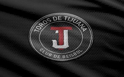 toros de tijuana kumaş logosu, 4k, siyah kumaş arka plan, lmb, bokh, beyzbol, toros de tijuana logosu, toros de tijuana amblemi, meksika beyzbol takımı, toros de tijuana
