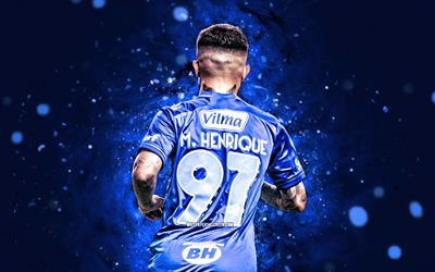 4k, matheus henrique, vista traseira, luzes de neon azul, cruzeiro, serie brasileira a, jogadores de futebol brasileiros, matheus henrique 4k, cruzeiro fc, futebol, cruzeiro esporte clube, cruzeiro ec, matheus henrique cruzeiro