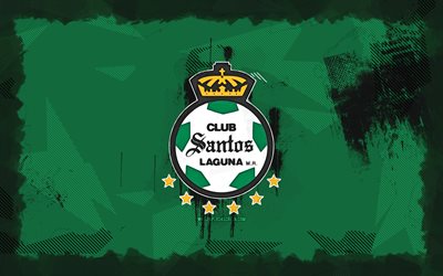 santos laguna grunge logo, 4k, liga mx, fondo de grunge verde, fútbol, santos laguna emblema, fútbol americano, logotipo de santos laguna, santos laguna, club de fútbol mexicano, santos laguna fc