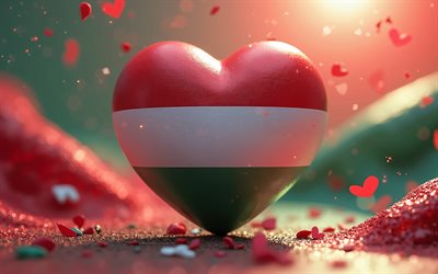 jag älskar ungern, 4k, färgglada 3d  vågor, 3d  konst, kreativ, ungerns dag, ungers flagg, hjärta med ungerska flagga, 3d  hjärtan, ungerska flagga, ungern, kärlek till ungern