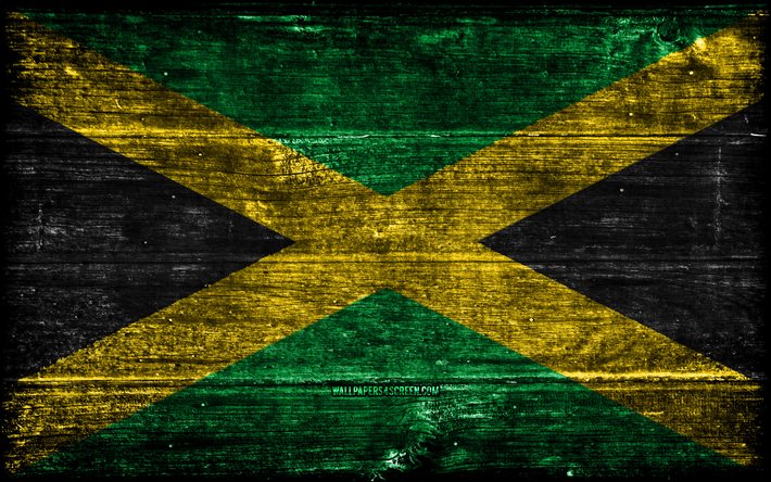 jamaica träflagga, 4k, träregra flaggor, nordamerikanska länder, jamaica flagg, jamaica dag, nordamerika, jamaicansk flagga, jamaica, jamaikanska nationella symboler, jamaica flagga