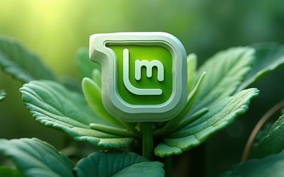 شعار 3d linux mint, 3d النعناع زهرة, linux mint, الفن الإبداعي, linux mint logo, linux mint emblem, الفن ثلاثي الأبعاد, linux, أوراق النعناع ثلاثية الأبعاد