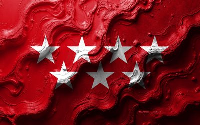 bandera de madrid, 4k, textura de onda de piedra, bandera 3d madrid, españa, banderas de provincias de españa, madrid