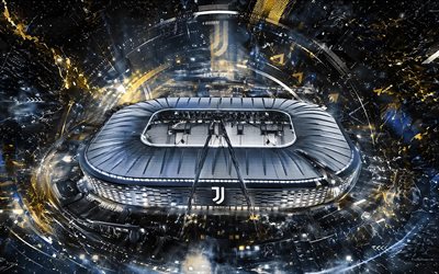stadio della juve, stadio di calcio, stadio allianz, sfondo astratto digitale bianco, juve, torino, italia, arte creativa, juve fc