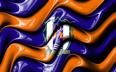Ehime FC 3D logo, 4k, blue orange 3D waves, J2 League, football, Ehime FC flag, creative, Ehime FC logo, Ehime FC, japanese soccer club, soccer, FC Ehime
