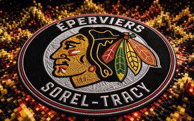 eperviers sorel tracy ファブリックのロゴ, 4k, 黒赤の 3 d 背景, lnah, ホッケー, エペルヴィエ ソレル トレーシーのロゴ, エペルヴィエ ソレル トレイシーのエンブレム, カナダのホッケーチーム, エペルヴィエ ソレル トレイシー