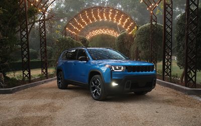 jeep cherokee overland, 4k, escuridão, carros 2026, parque, cruzamentos, jeep cherokee km, jipe cherokee azul, 2026 jeep cherokee, carros americanos, jipe