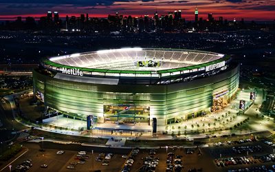 4k, stade metlife, horizon de nuit, stades de la coupe du monde de la fifa 2026, stade des giants de new york, stade des jets de new york, new york, usa, stades américains, hdr