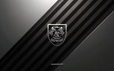 logo amiens sc, 4k, fond en acier, club de football français, lignes noires et blanches, emblème de l'amiens sc, ligue 2, amiens sc, france, football, logo métal amiens sc, écusson amiens sc