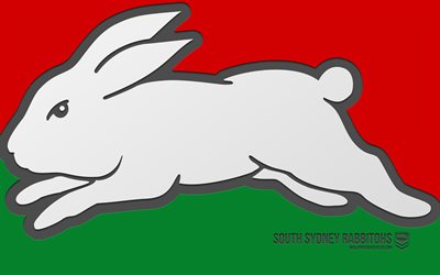 logo der south sydney rabbitohs, 4k, rotgrüner hintergrund, carbon kunst, nrl, emblem der south sydney rabbitohs, australisches rugby team, australien, south sydney rabbitohs, rugby