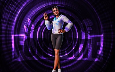amanecer resplandor solar fortnite, 4k, fondo espiral violeta, fortnite, creativo, diseño de amanecer rayos de sol, piel fortnite amanecer resplandor solar, amanecer, personajes fortnite