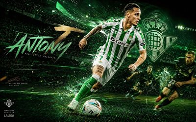 antonius, gerçek betis, hayran sanatı, yeşil beyaz soyut dijital arka plan, antony real betis, yaratıcı sanat, real betis logosu, antony matheus dos santos, futbol