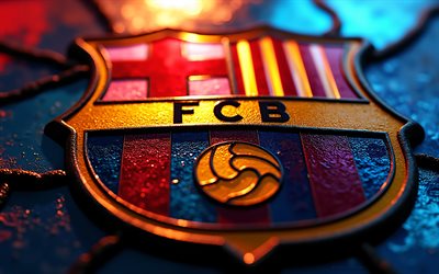 logotipo de piedra del fc barcelona, 4k, luz de neón, difuminar, cataluña, emblema del fc barcelona, españa, arte de mármol, barça, fc barcelona, la liga, logotipo del fc barcelona, fútbol americano, logotipo del barça, logotipo de barcelona, barcelona