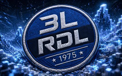 riviere du loup 3l ファブリックのロゴ, 4k, 青い 3 d 木製の背景, lnah, ホッケー, リヴィエール デュ ルー 3l ロゴ, リヴィエール・デュ・ルー 3l エンブレム, カナダのホッケーチーム, リヴィエール デュ ルー 3l