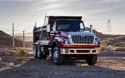 alta tensão internacional, 4k, lkw, caminhões 2025, basculantes, construção, deserto, transporte de carga, alta tensão internacional 2025, caminhões basculantes, equipamento especial, internacional