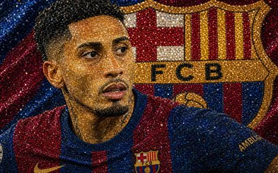 rafina, fc barcelona, retrato, arte de diamantes, raphinha fc barcelona, arte de piedras preciosas, logotipo del fc barcelona, rafina barcelona, fútbol americano, barcelona, rafael dias belloli