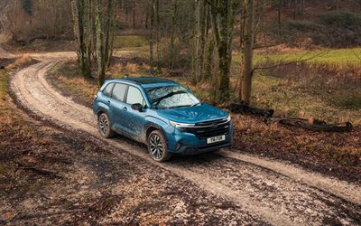 subaru forester e boxer, 4k, floresta, carros 2026, fora da estrada, outono, especificação do reino unido, subaru forester e boxer azul, 2026 subaru forester e boxer, carros japoneses, subaru