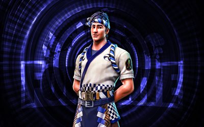 suşi ustası fortnite, 4k, mavi sarmal arka plan, fortnite, yaratıcı, suşi ustası görünümü, fortnite suşi ustası görünümü, suşi ustası, fortnite karakterleri