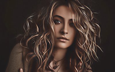 paris jackson, 4k, obscurité, célébrité américaine, portrait, femme blonde, stars de cinéma, actrice américaine, séance photo de paris jackson