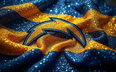 logo des diamants des chargers de los angeles, 4k, fond de diamants jaunes et bleus, logo des chargers de los angeles, emblème des chargers de los angeles, usa, chargeurs de los angeles, football américain, nfl