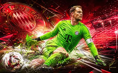 manuel neuer, fc bayern de múnich, fan art, fondo digital abstracto rojo, manuel neuer fc bayern de múnich, arte creativo, logotipo del fc bayern de múnich, manuel neuer bayern múnich, fútbol americano, bayern de múnich
