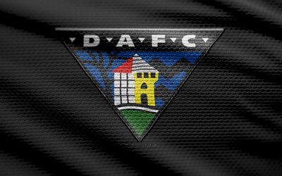 Dunfermline Athletic fabric logo, 4k, black fabric background, Scottish Championship, bokeh, soccer, Dunfermline Athletic logo, football, Dunfermline Athletic emblem, Dunfermline Athletic, Scottish football club, Dunfermline Athletic FC