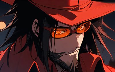 4k, alucard, avvicinamento, inferno, arte astratta, conta dracula, manga, dorakyura, manga hellsing, notte, carattere di alucard, alucard art, personaggi infernali, alucard hellsing