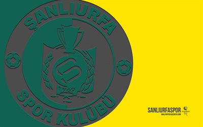 Sanliurfaspor logo, 4k, yellow background, carbon art, Sanliurfaspor emblem, Turkish football club, TFF 1 Lig, Turkey, Sanliurfaspor, football, Sanliurfaspor FC