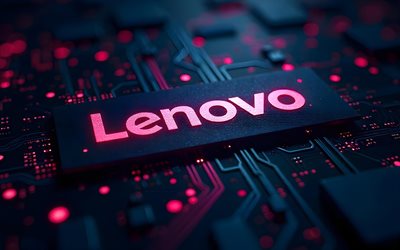 lenovo pink glitter logo, 4k, schwarzer hi tech hintergrund, mikrocircuits, leiter, elektronikmarken, kreativ, lenovo  logo auf mikrocircuit, marken, lenovo abstraktes logo, kunstwerk, lenovo  logo, lenovo