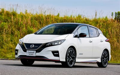 nissan leaf nismo, 4k, autos eléctricos, 2021 autos, jp spec, hoja blanca nissan, 2021 nissan leaf, autos japoneses, nissan