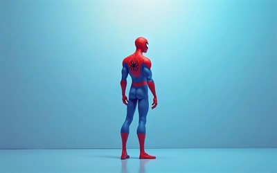 logotipo de spider man, 4k, superhéroes, fondos azules, mínimo, marvel comics, araña, creativo, minimalismo de spider man