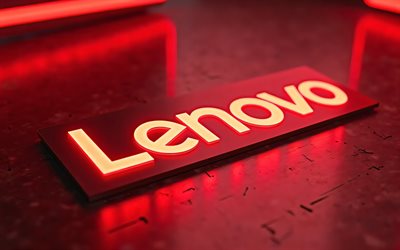 4k, lenovo red neon  logo, rote metallhintergrund, bokeh, kreativ, lenovo neon  logo, kunstwerk, lenovo red logo, lenovo 3d  logo, lenovo  logo, elektronikmarken, lenovo