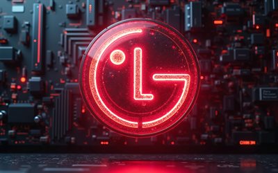 LG logo, 4k, dark hi-tech background, LG red neon logo, red neon light, X-ray, LG emblem, LG 3d logo, LG, red Android neon logo