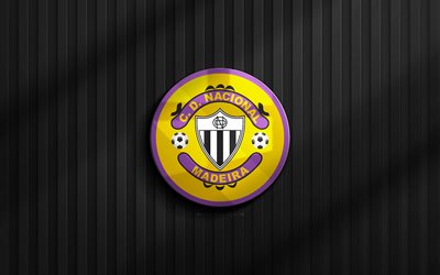 4k, cd nacional madeira 3d  logo, primeeira liga, schwarzer 3d  hintergrund, fußball, cd nacional madeira emblem, cd nacional madeira logo, cd nacional madeira, liga portugal, portugiesischer fußballverein, nacional madeira fc