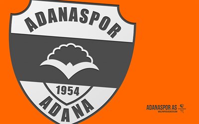 Adanaspor AS logo, 4k, orange background, carbon art, Adanaspor AS emblem, Turkish football club, TFF 1 Lig, Turkey, Adanaspor AS, football, Adanaspor