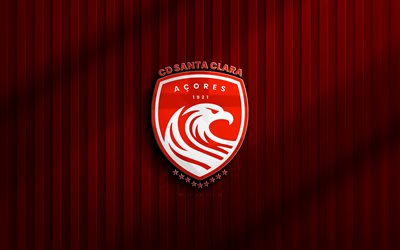4k, cd santa clara 3d  logo, primeeira liga, roter 3d  hintergrund, fußball, cd santa clara emblem, cd santa clara logo, cd santa clara, liga portugal, portugiesischer fußballverein, santa clara fc