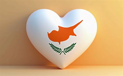 4k, 나는 키프로스를 좋아합니다, 미니멀리즘, 노란색 3d 배경, 키프로스의 날, 키프로스의 깃발, 키프로스 깃발이있는 심장, 3d 하트, 키프로스 깃발, 키프로스, 키프로스에 대한 사랑