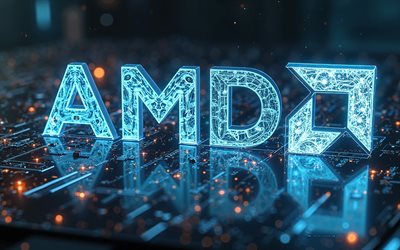 logo amd, 4k, fond bleu haute technologie, logo au néon blue amd, lumière néon orange, radiographie, emblème amd, logo amd 3d, dmla, logo amd bleu