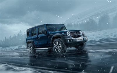 mahindra thar roxx, 4k, 겨울, 2025 자동차, suv, 모션 블러, 2025 mahindra thar roxx, 인도 자동차, mahindra