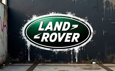 4k, logo land rover, graffiti sul muro, grunge art, creative grunge art, land rover graffiti, land rover
