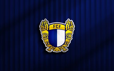 4k, fc famalicao 3d  logo, primeeira liga, blauer 3d  hintergrund, fußball, fc famalicao emblem, fc famalicao logo, fc famalicao, liga portugal, portugiesischer fußballverein, famalicao fc