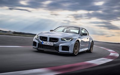 2026, bmw m2 cs, 4k, vue avant, extérieur, bmw gris m2, nouveau m2 cs, piste de course, voitures allemandes, bmw