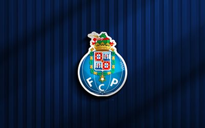 4k, fc porto 3d  logo, primeeira liga, blauer 3d  hintergrund, fußball, boavista emblem, fc porto logo, fc porto, liga portugal, portugiesischer fußballverein, porto fc